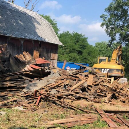 excavator doing demolition