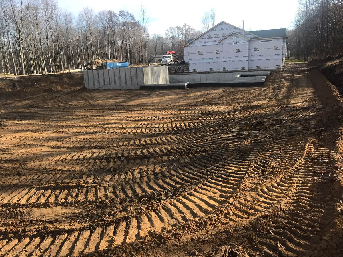 graded area and new construction