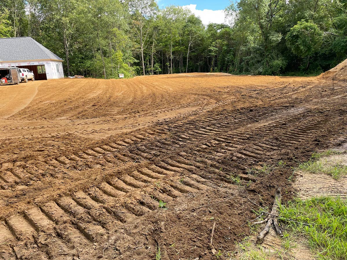 graded land in front of new house