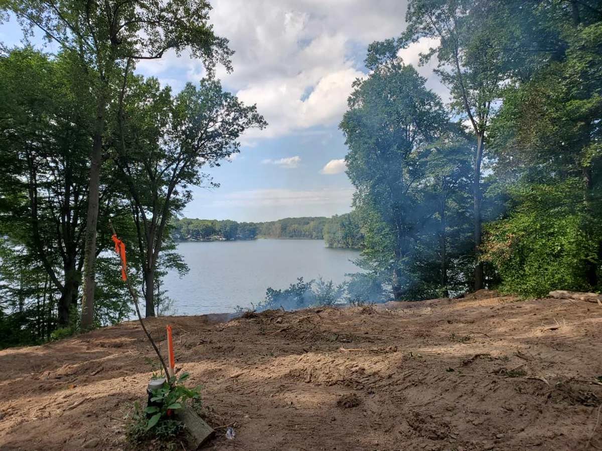 cleared land overlooking lake