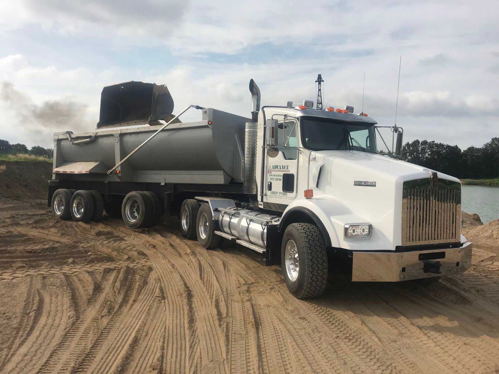 large dump trailer being loaded