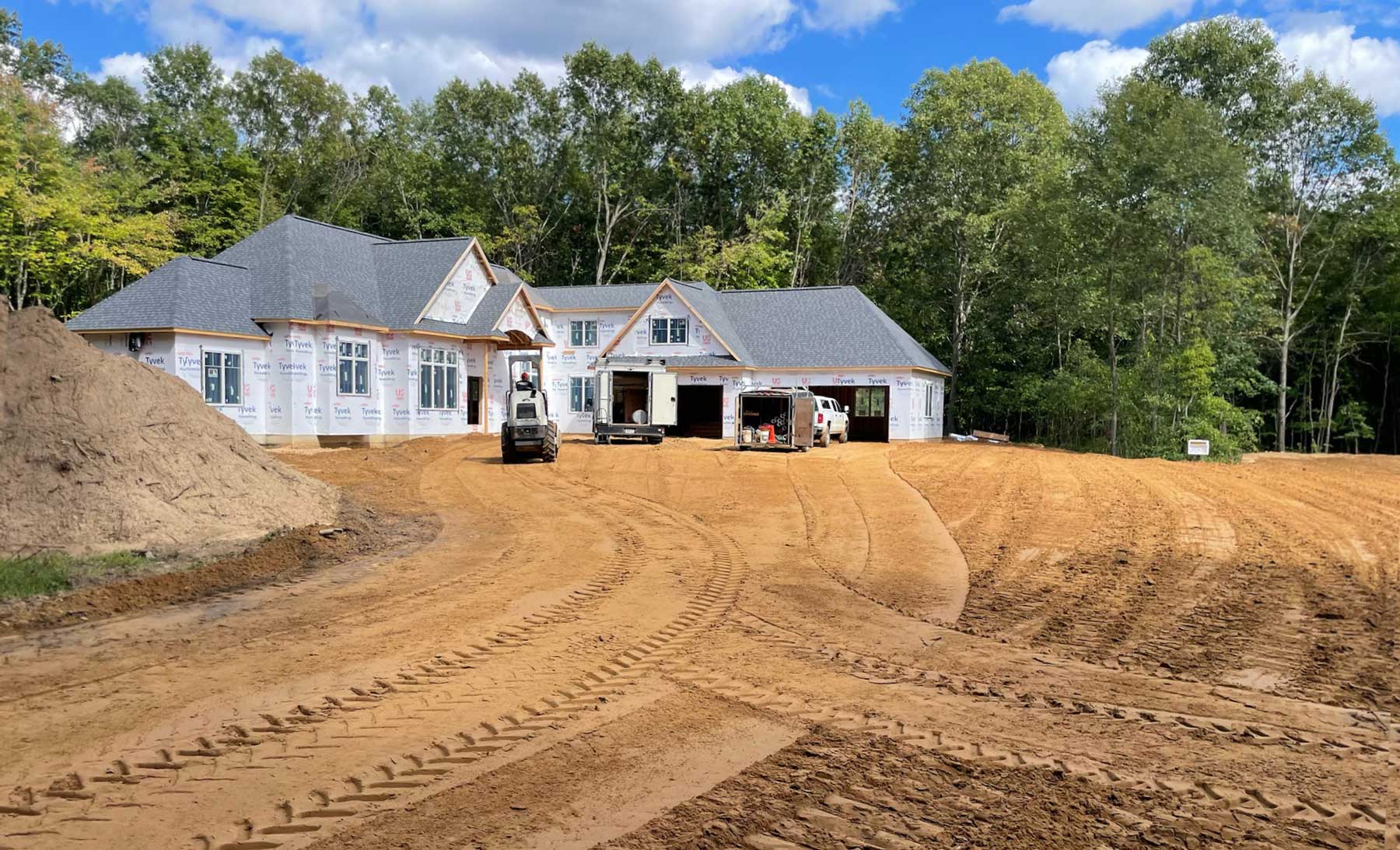 new house with graded yard